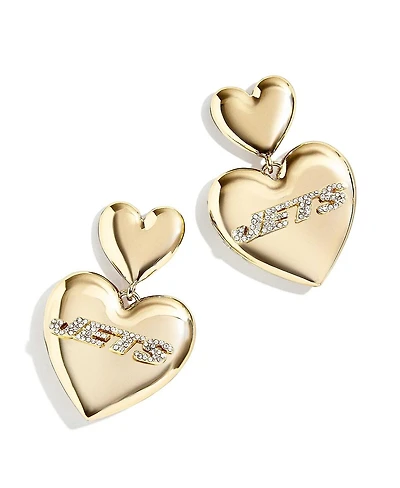 Women's Wear by Erin Andrews x Baublebar Gold-Tone New York Jets Heart Statement Drop Earrings