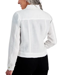 Charter Club Petite 100% Linen Frayed-Edge Jacket, Created for Macy's
