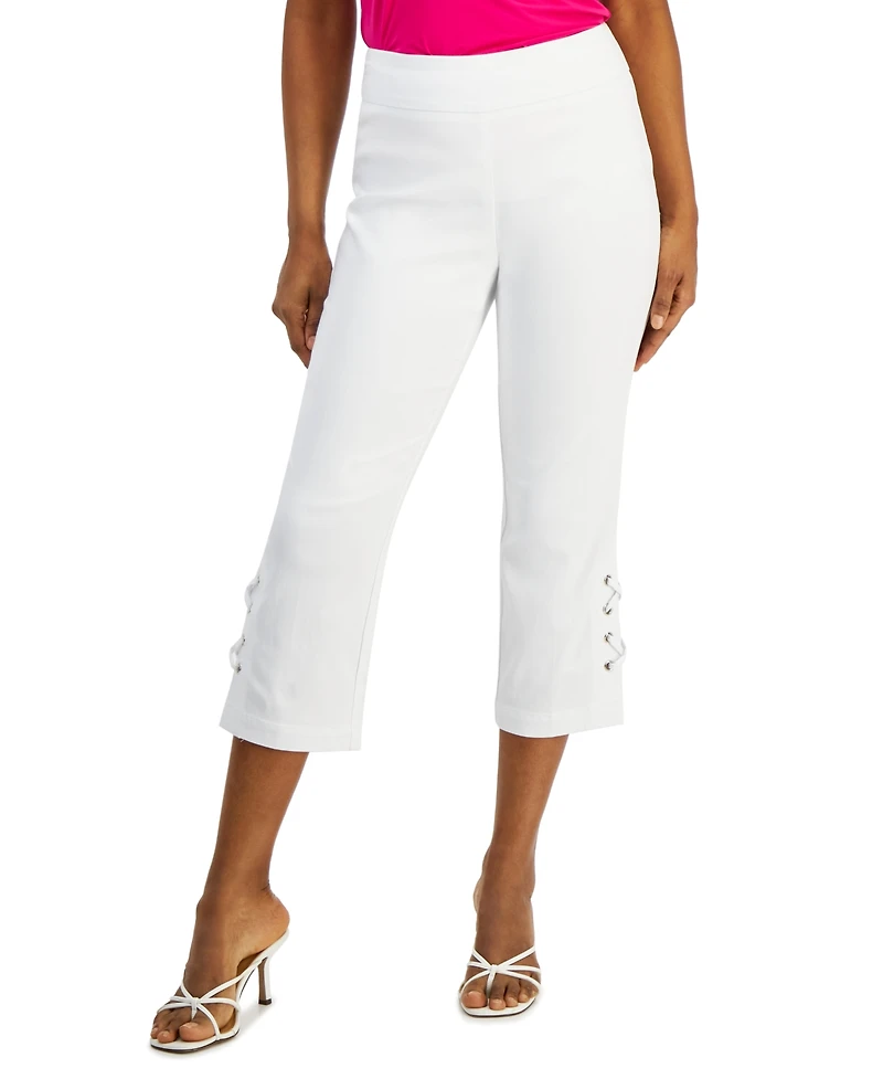 Jm Collection Petite Side-Lace-Up Capri Pants, Created for Macy's