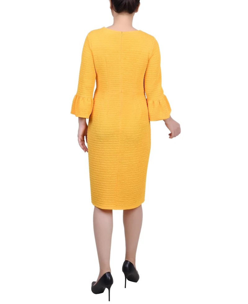 Ny Collection Petite 3/4 Length Imitation Pearl Detail Dress