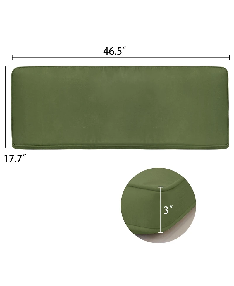 Aoodor Patio Bench Cushion Outdoor Olefin Fabric Slipcover Sponge Foam 46.5” x 17.7” x 3” - Green