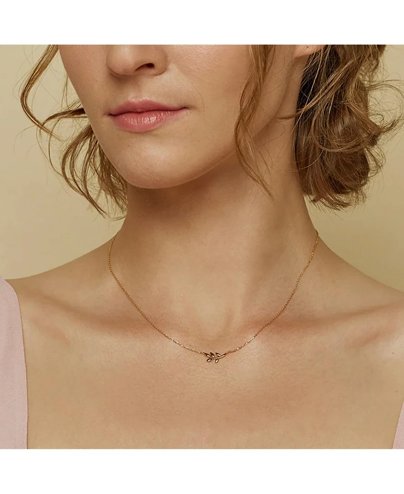 Sterling Silver 18k Gold Plated Olivia Leaf Necklace – Dainty Layering Piece, Effortless Elegance