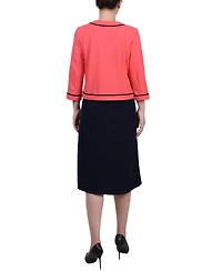 Ny Collection Women's 3/4 Sleeve Dress, 2 Piece Set