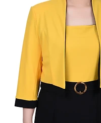 Ny Collection Women's 3/4 Sleeve Colorblocked Dress, 2 Piece Set