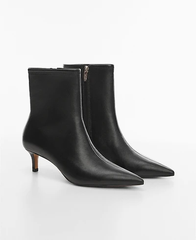 Mango Women's Kitten Heels Leather Boots