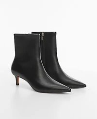 Mango Women's Kitten Heels Leather Boots