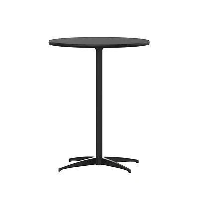 24" Round Wood Cocktail Table With 30" And 42" Columns