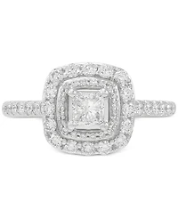 Diamond Princess Double Halo Engagement Ring (1 ct. t.w.) in 14k White Gold