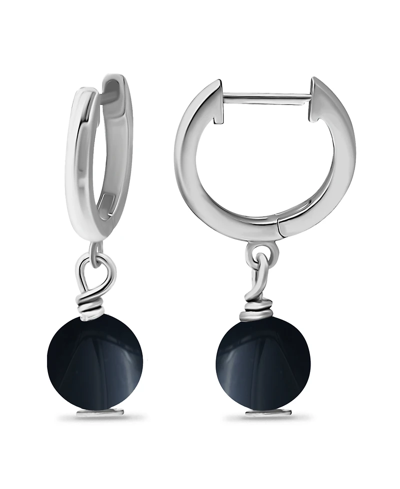 Macy's Silver Plated Multi Genuine Stone Huggie Hoop Earrings