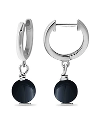 Macy's Silver Plated Multi Genuine Stone Huggie Hoop Earrings