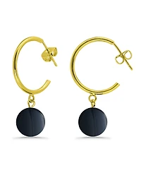 Macy's 14K Gold Plated Multi Genuine Stone Hoop Earrings