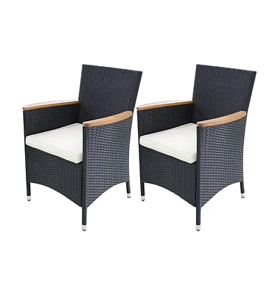 Patio Chairs 2 pcs with Cushions Poly Rattan Black
