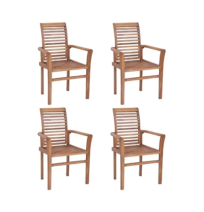 Stacking Dining Chairs 4 pcs Solid Teak