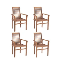 Stacking Dining Chairs 4 pcs Solid Teak