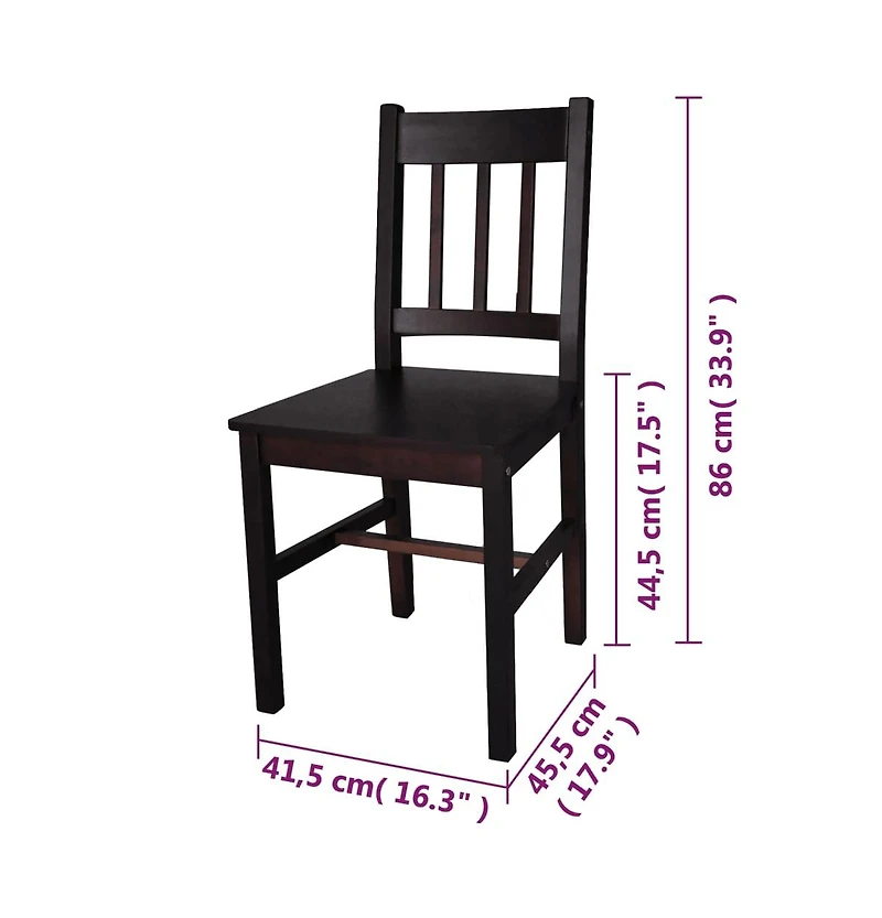 Dining Chairs 2 pcs Dark Brown Pinewood