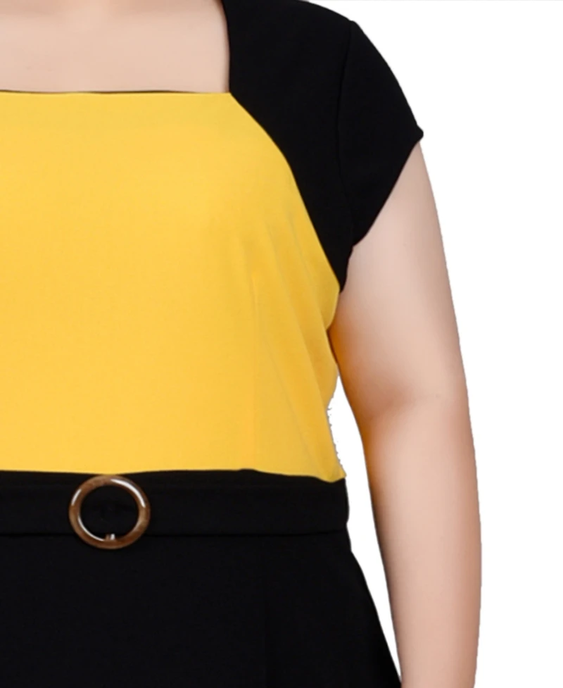 Ny Collection Plus 3/4 Sleeve Colorblocked Dress, 2 Piece Set