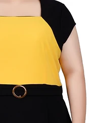 Ny Collection Plus 3/4 Sleeve Colorblocked Dress, 2 Piece Set