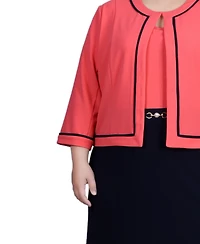 Ny Collection Plus Size 3/4 Sleeve Dress, 2 Piece Set