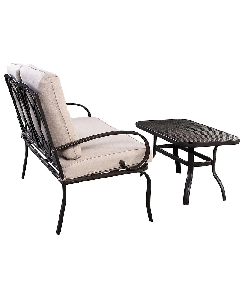 2 Pieces Patio Outdoor Cushioned Coffee Table Seat