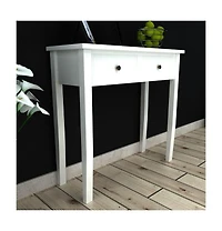 Console Table with Two Drawers White