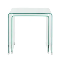 Two Piece Nesting Table Set Tempered Glass Clear