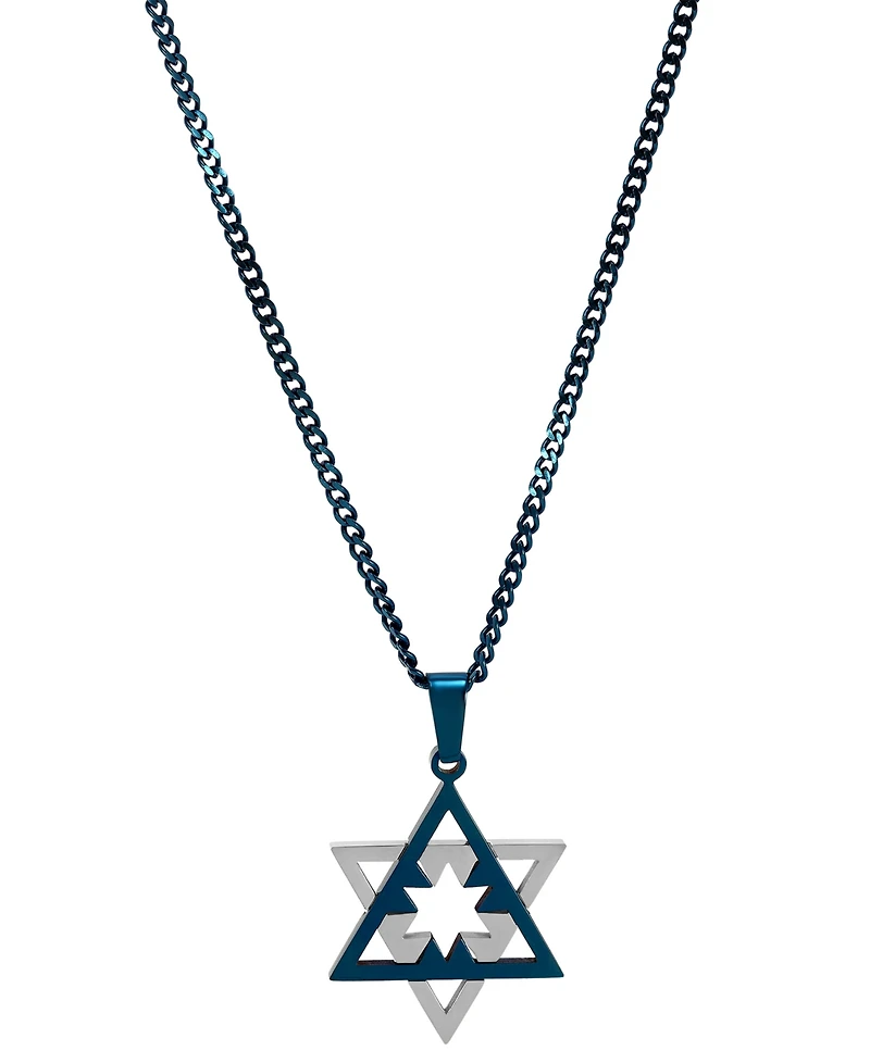 Blackjack Men's Star of David 24" Pendant Necklace in Stainless Steel