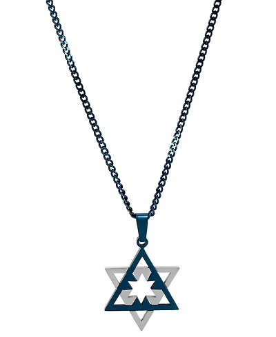 Blackjack Men's Star of David 24" Pendant Necklace in Stainless Steel