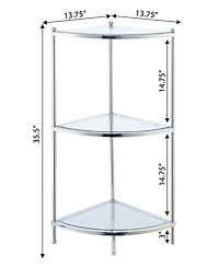 Convenience Concepts 13.75" Chrome Royal Crest Tier Glass Corner Shelf