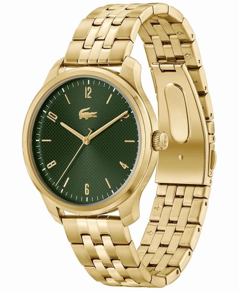 Lacoste Men's Lisbon Quartz Gold-Tone Stainless Steel Bracelet Watch 42mm