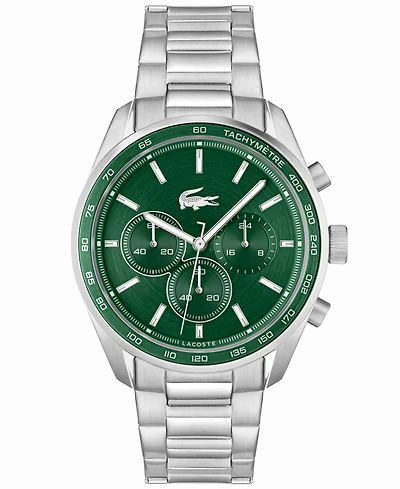 Lacoste Men's Boston Chronograph Silver-tone Stainless Steel Bracelet Watch 42mm