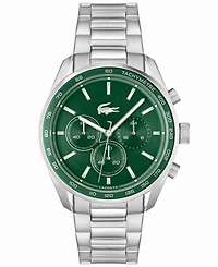 Lacoste Men's Boston Chronograph Silver-tone Stainless Steel Bracelet Watch 42mm