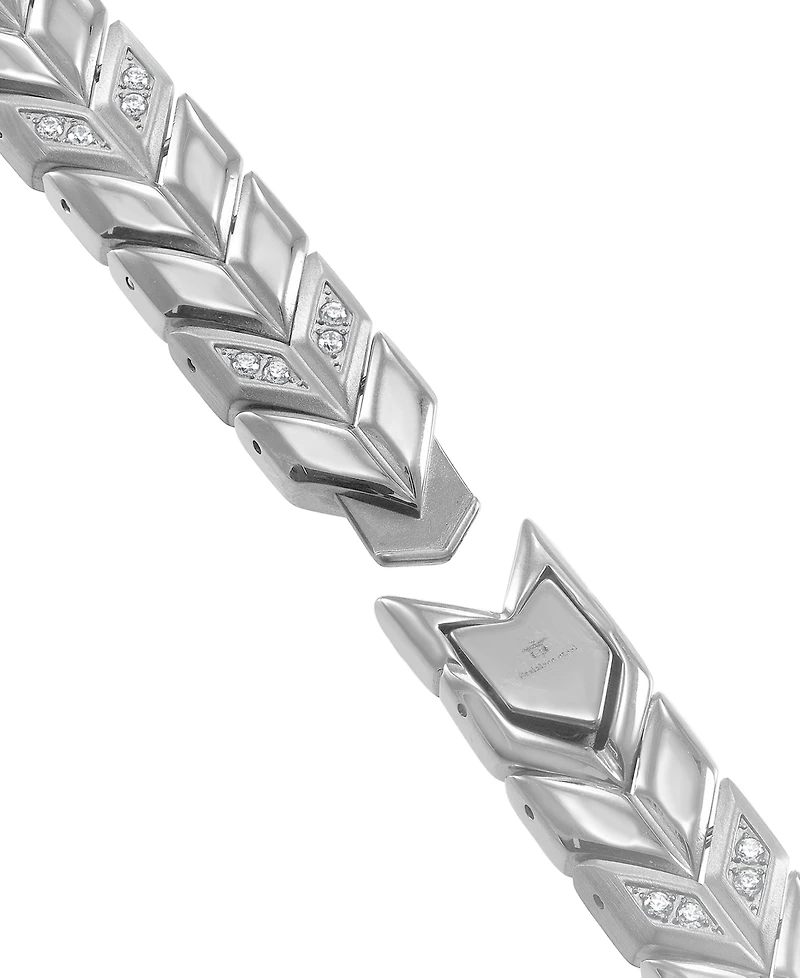 Blackjack Men's Cubic Zirconia Chevron Link Bracelet in Stainless Steel