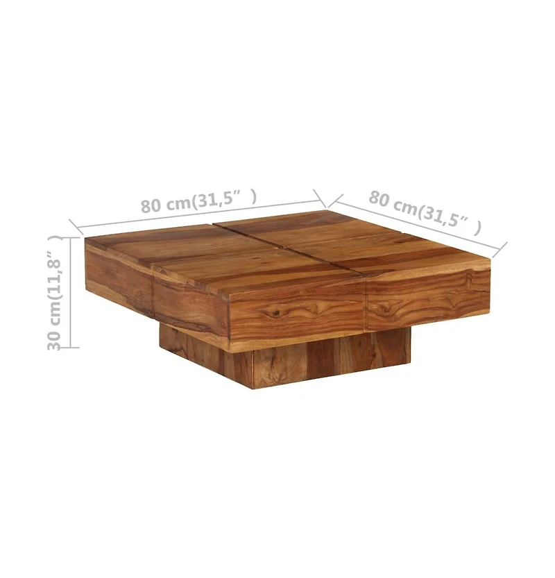 Coffee Table 31.5"x31.5"x11.8" Solid Wood Acacia