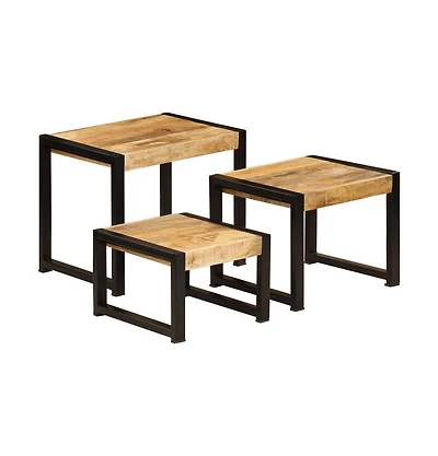 Nesting Tables 3 pcs Solid Mango Wood