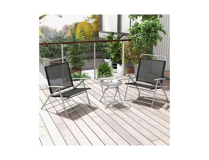3 Piece Patio Folding Chair Set Outdoor Metal Conversation Set