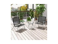 3 Piece Patio Folding Chair Set Outdoor Metal Conversation Set