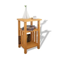 End Table with Magazine Shelf Solid Oak Wood 10.6"x13.8"x21.7"
