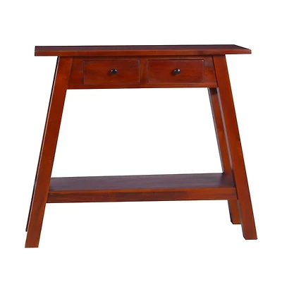 Console Table Classical Brown 35.4"x11.8"x29.5" Solid Mahogany Wood