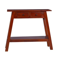 Console Table Classical Brown 35.4"x11.8"x29.5" Solid Mahogany Wood