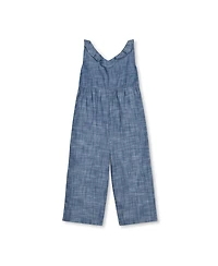 Hope & Henry Girls' Sleeveless Ruffle Neck Jumpsuit