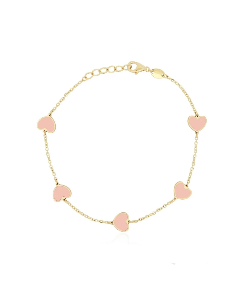 The Lovery Pink Pearl Heart Station Bracelet 14K Gold