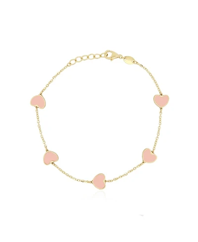 The Lovery Pink Pearl Heart Station Bracelet 14K Gold