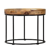 Coffee Table Solid Mange Wood and Steel 19.7"x15.7"