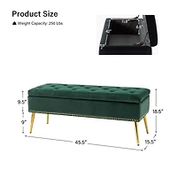 Modern Velvet Storage Ottoman Bench for Living Room Dining