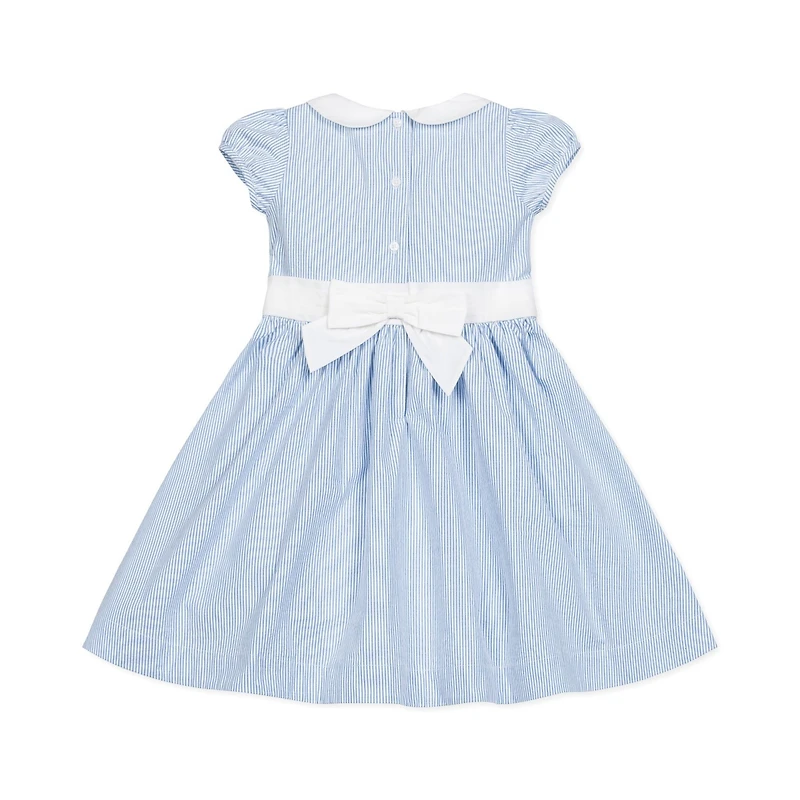 Hope & Henry Girls' Short Sleeve Seersucker Dress with Peter Pan Collar