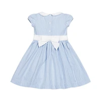 Hope & Henry Girls' Short Sleeve Seersucker Dress with Peter Pan Collar