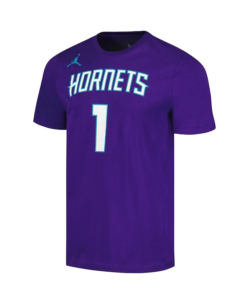 Men's Jordan LaMelo Ball Purple Charlotte Hornets 2022/23 Statement Edition Name and Number T-shirt