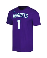 Men's Jordan LaMelo Ball Purple Charlotte Hornets 2022/23 Statement Edition Name and Number T-shirt