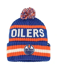 Men's '47 Brand Navy, Orange Edmonton Oilers Bering Cuffed Knit Hat with Pom