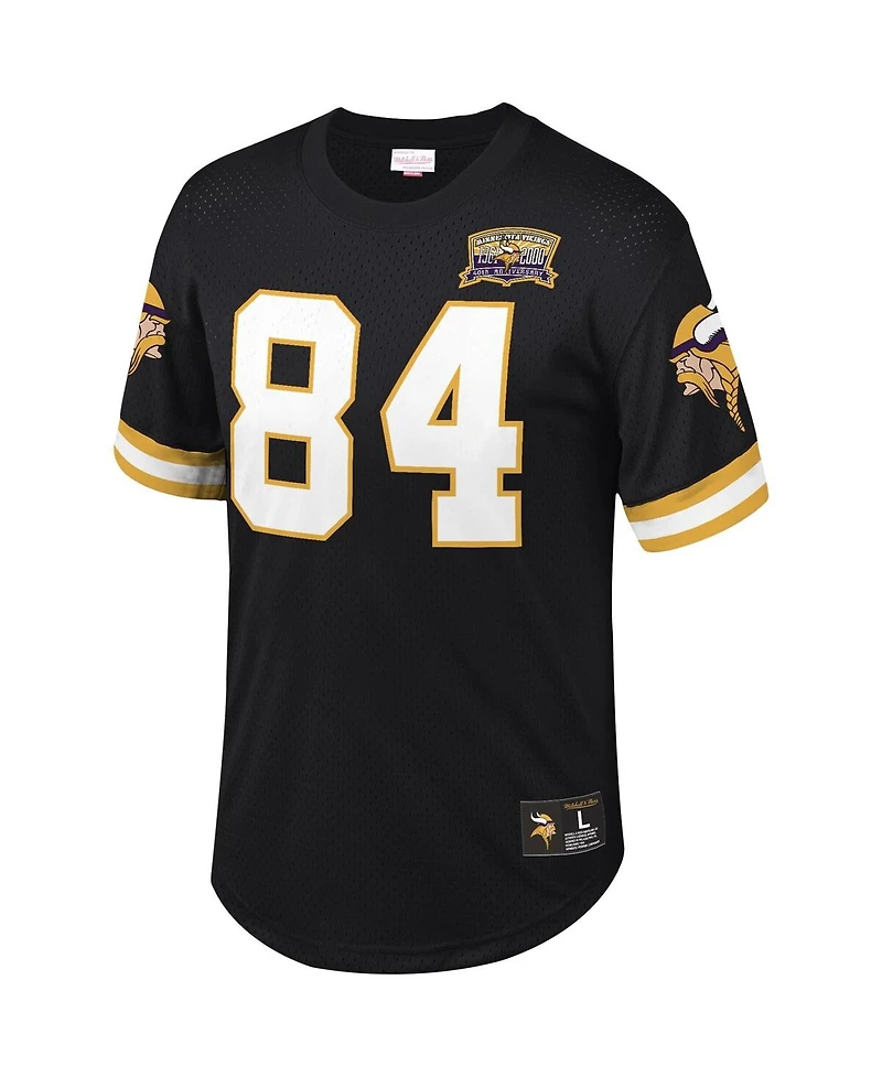 Men's Mitchell & Ness Randy Moss Black Minnesota Vikings Big and Tall Retired Player Mesh Crewneck Top